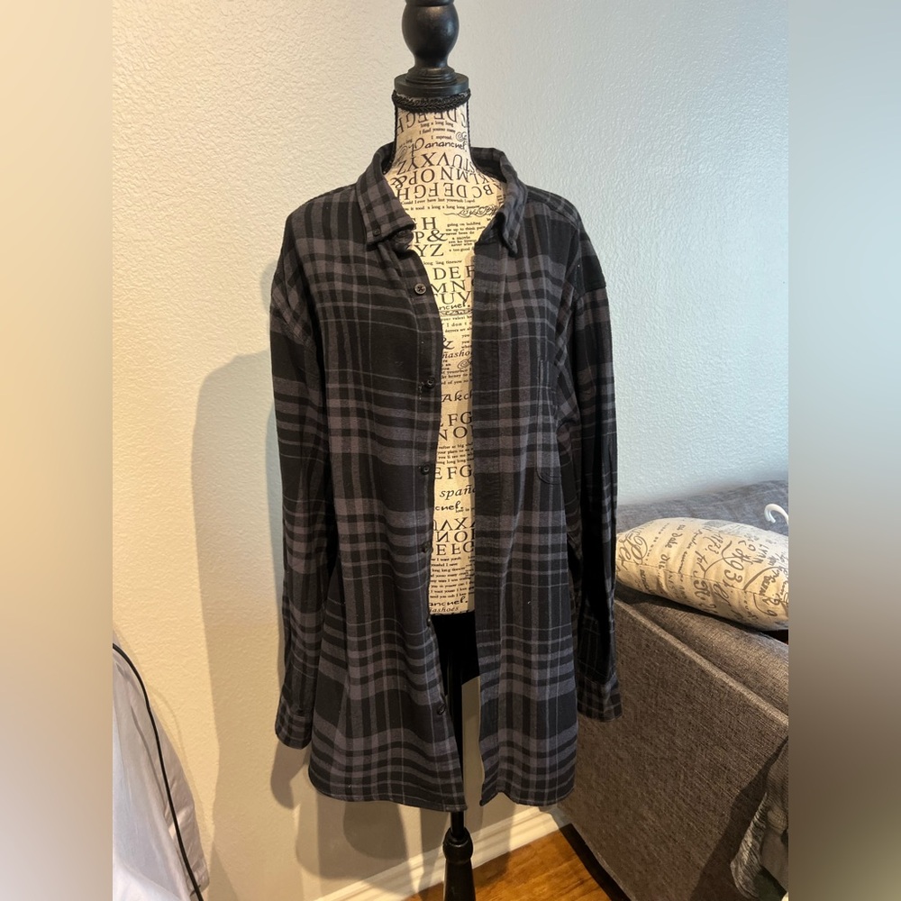 Black Plaid men’s Button-Up Shirt Jacket